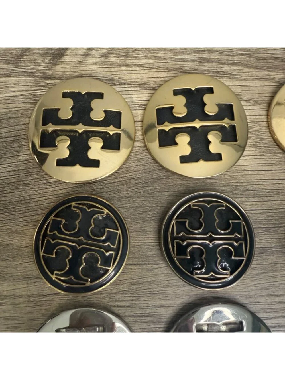 Lot of 11 Tory Burch Gold & Silver Metal Replacement Button Medallions Upcycle